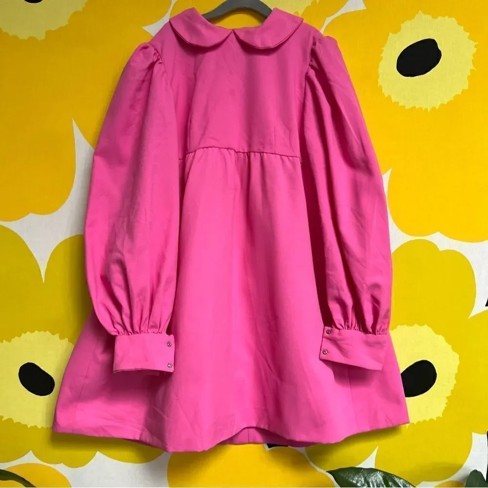 Vintage 1960s Handmade One of a Kind Bubblegum Pink Peterpan Collar Dress